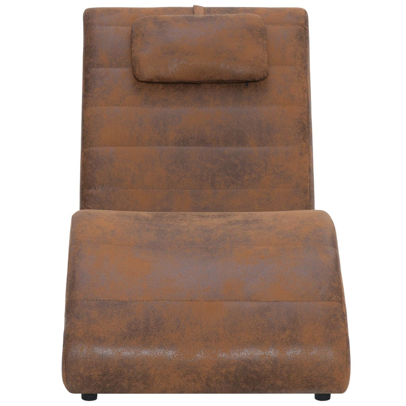 Dealsmate  Chaise Longue with Pillow Brown Faux Suede Leather
