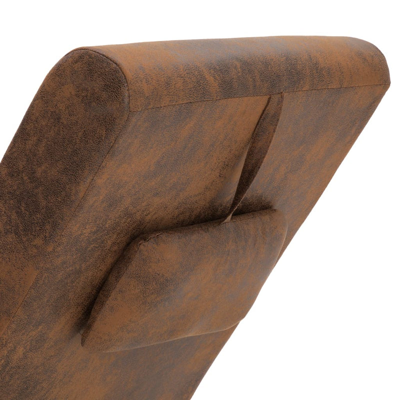Dealsmate  Chaise Longue with Pillow Brown Faux Suede Leather