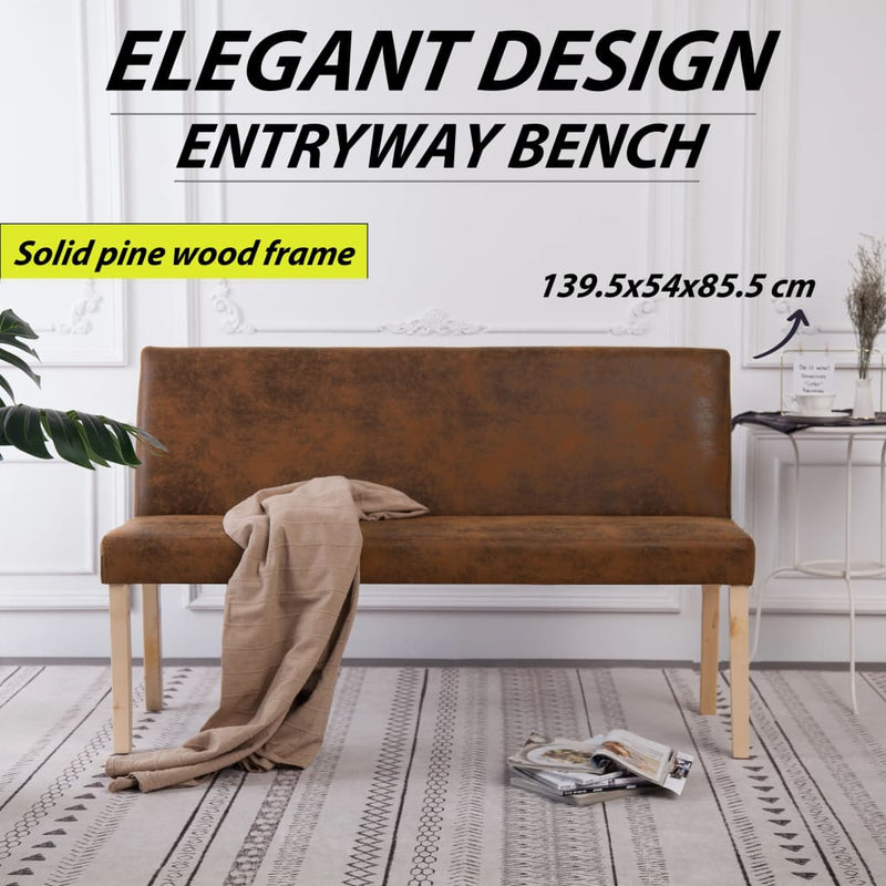 Dealsmate  Bench 139.5 cm Brown Faux Suede Leather