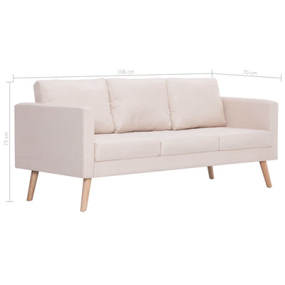 Dealsmate  3-Seater Sofa Fabric Cream