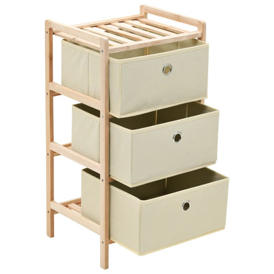 Dealsmate  Storage Racks with 3 Fabric Baskets 2 pcs Beige Cedar Wood