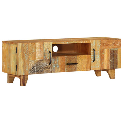 Dealsmate  Hand Carved TV Cabinet 120x30x40 cm Solid Reclaimed Wood