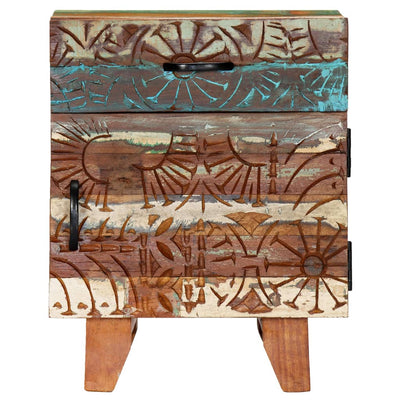 Dealsmate  Hand Carved Bedside Cabinet 40x30x50 cm Solid Reclaimed Wood