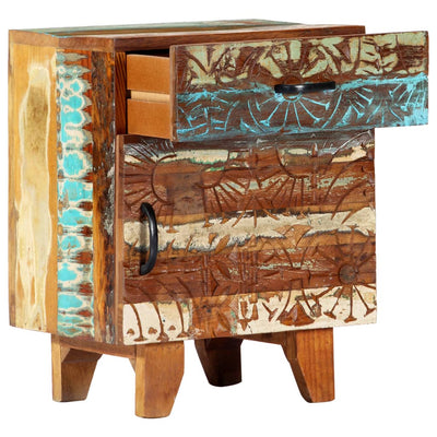 Dealsmate  Hand Carved Bedside Cabinet 40x30x50 cm Solid Reclaimed Wood