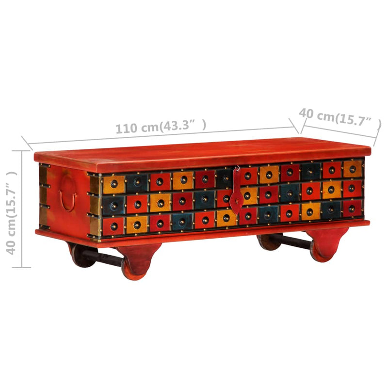 Dealsmate  Storage Box Red 110x40x40 cm Solid Acacia Wood