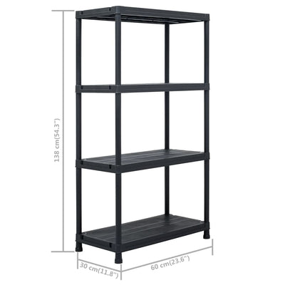 Dealsmate  Storage Shelf Racks 2 pcs Black 60x30x138 cm Plastic