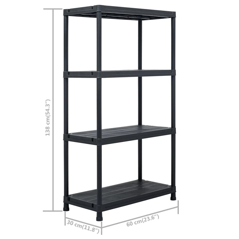 Dealsmate  Storage Shelf Racks 5 pcs Black 60x30x138 cm Plastic