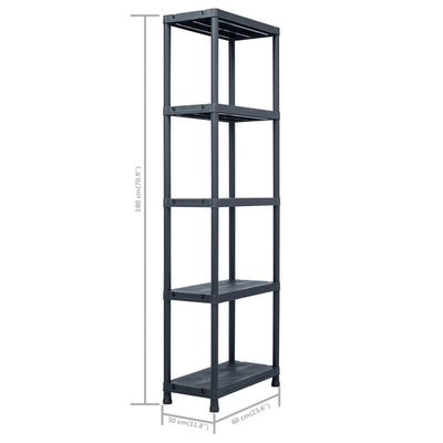 Dealsmate  Storage Shelf Racks 2 pcs Black 125 kg 60x30x180 cm Plastic