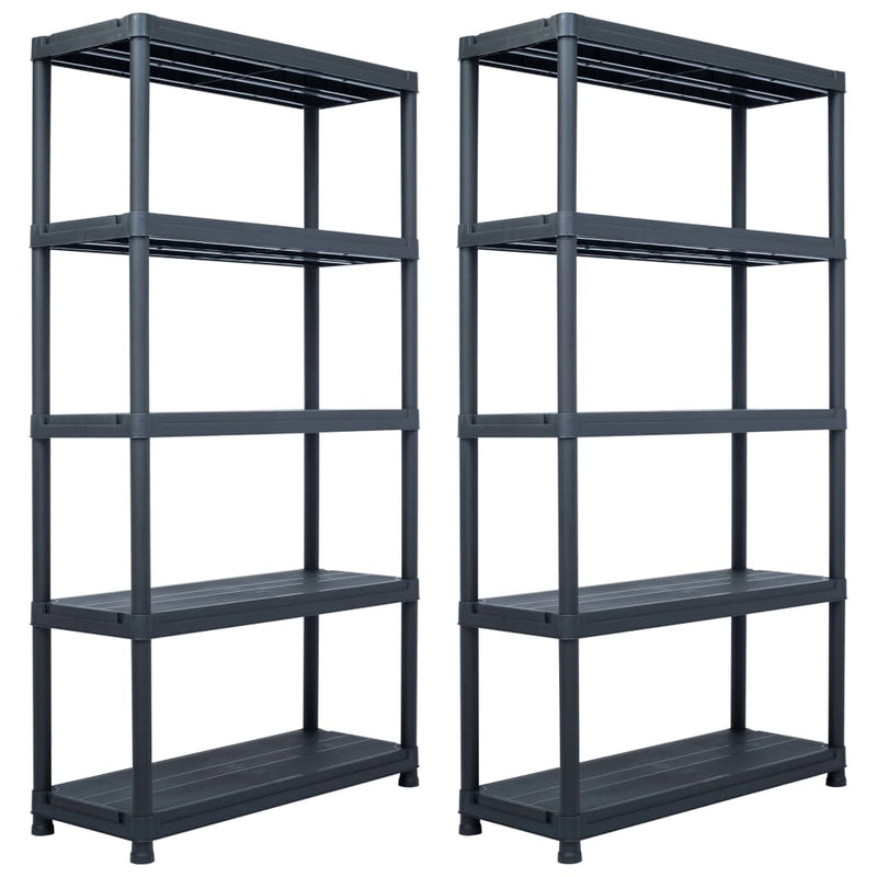 Dealsmate  Storage Shelf Racks 2 pcs Black 250 kg 80x40x180 cm Plastic