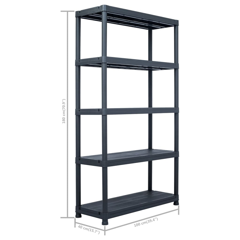 Dealsmate  Storage Shelf Racks 2 pcs Black 500 kg 100x40x180 cm Plastic