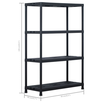 Dealsmate  Storage Shelf Racks 2 pcs Black 220 kg 90x40x138 cm Plastic