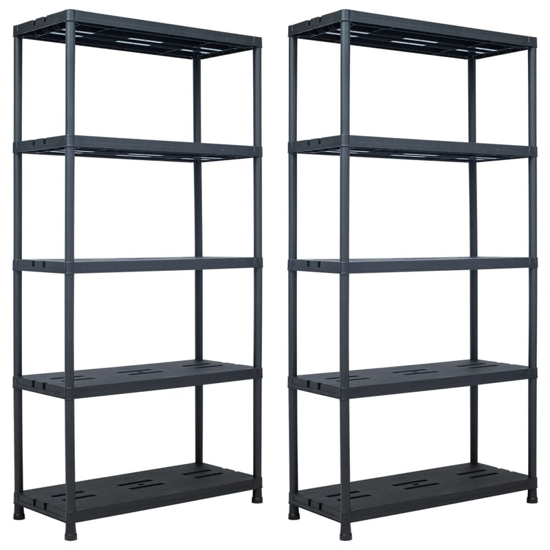 Dealsmate  Storage Shelf Racks 2 pcs Black 260 kg 90x40x180 cm Plastic