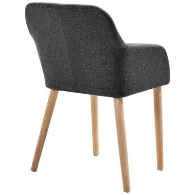 Dealsmate  Dining Chairs 2 pcs Dark Grey Fabric and Solid Oak Wood