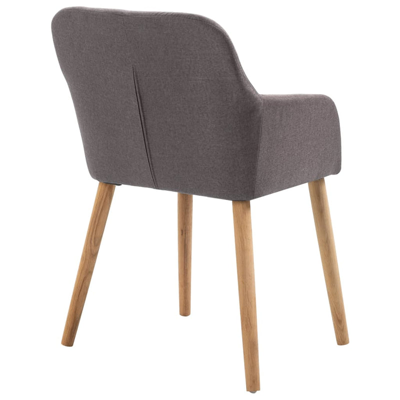 Dealsmate  Dining Chairs 2 pcs Taupe Fabric and Solid Oak Wood