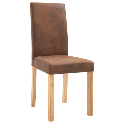 Dealsmate  Dining Chairs 4 pcs Brown Faux Suede Leather