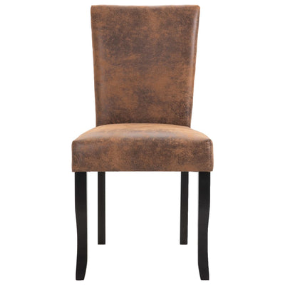 Dealsmate  Dining Chairs 2 pcs Brown Faux Suede Leather