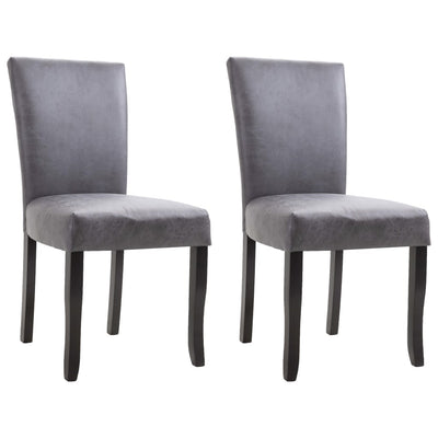 Dealsmate  Dining Chairs 2 pcs Grey Faux Suede Leather