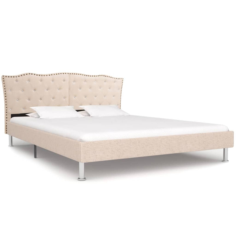 Dealsmate  Bed Frame Cream Fabric 153x203 cm Queen