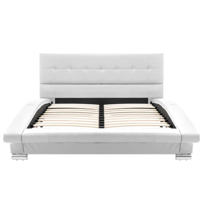 Dealsmate  Bed Frame White Faux Leather 106x203 cm King Single Size