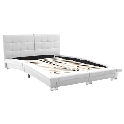 Dealsmate  Bed Frame White Faux Leather 137x187 cm  Double