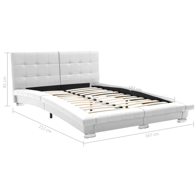 Dealsmate  Bed Frame White Faux Leather 137x187 cm  Double
