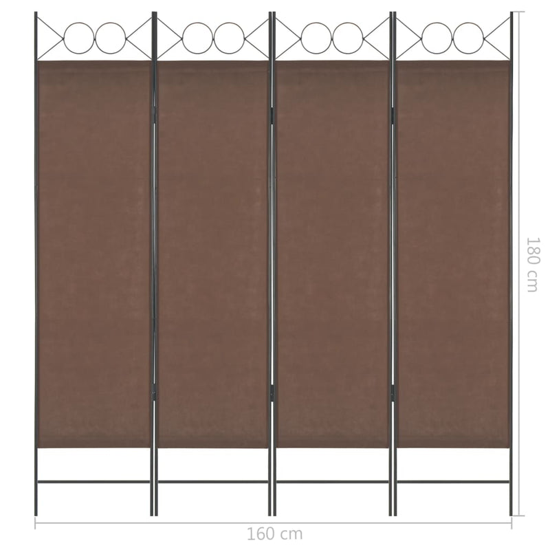 Dealsmate  4-Panel Room Divider Brown 160x180 cm