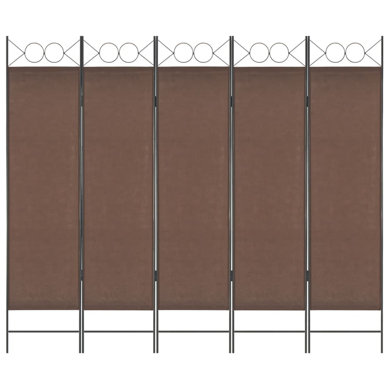 Dealsmate  5-Panel Room Divider Brown 200x180 cm