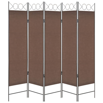 Dealsmate  5-Panel Room Divider Brown 200x180 cm