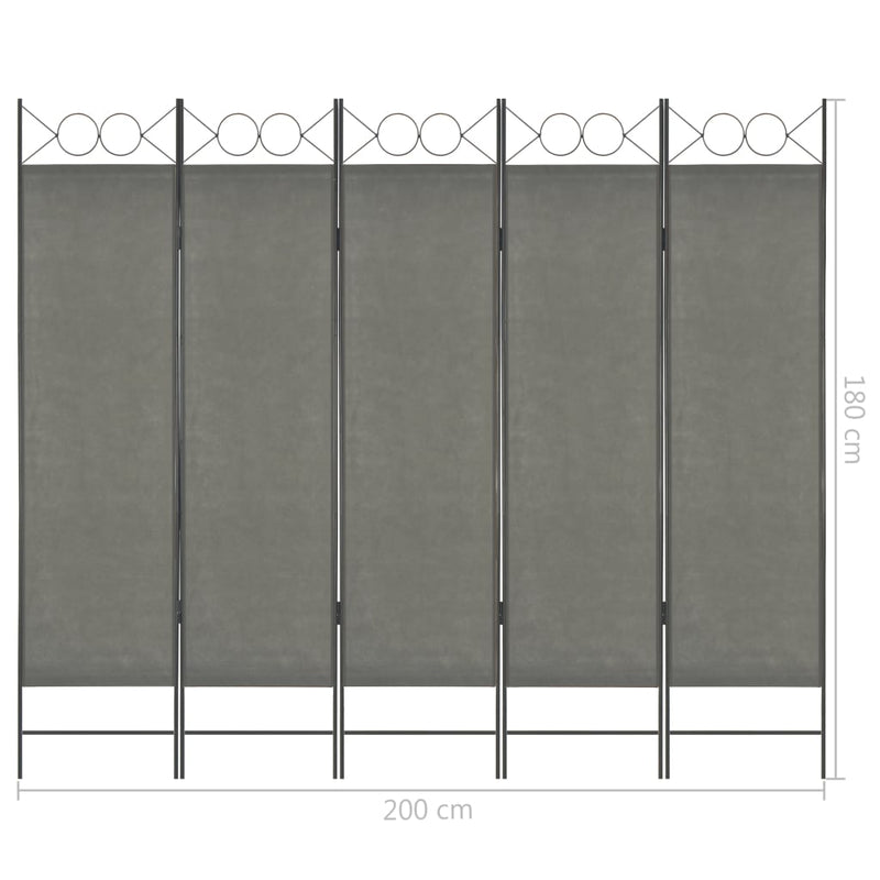 Dealsmate  5-Panel Room Divider Anthracite 200x180 cm