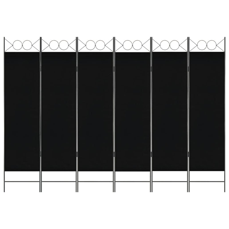 Dealsmate  6-Panel Room Divider Black 240x180 cm