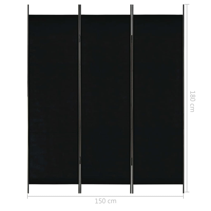 Dealsmate  3-Panel Room Divider Black 150x180 cm