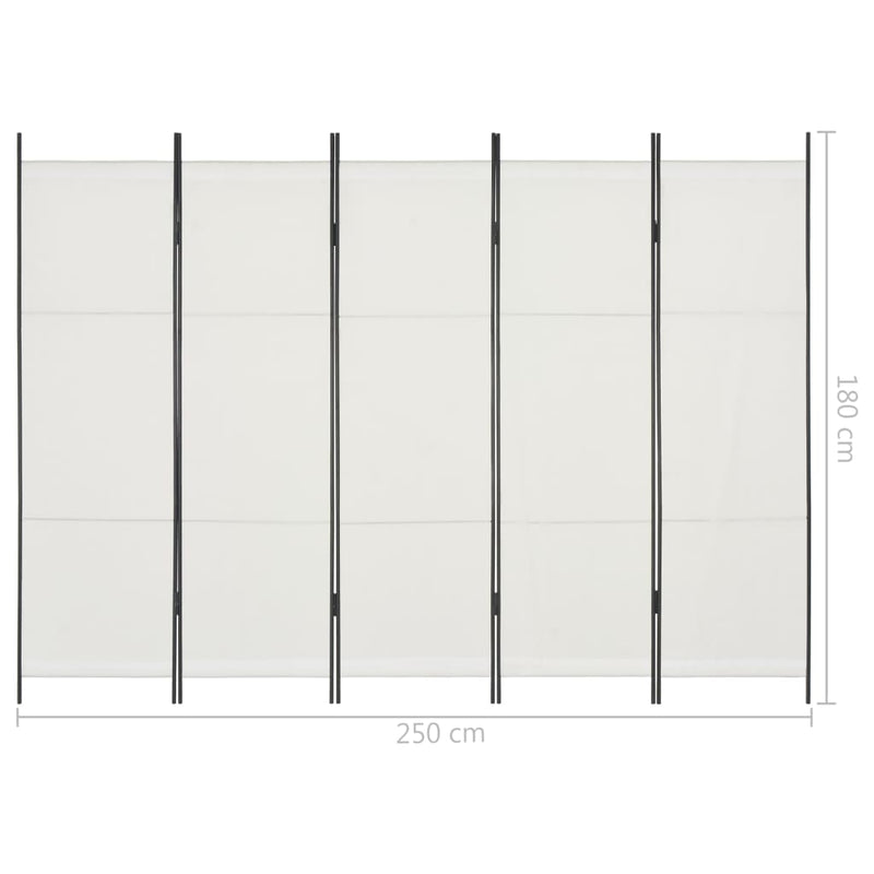 Dealsmate  5-Panel Room Divider White 250x180 cm