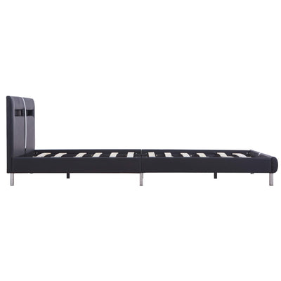 Dealsmate  Bed Frame with LED Black Faux Leather Double