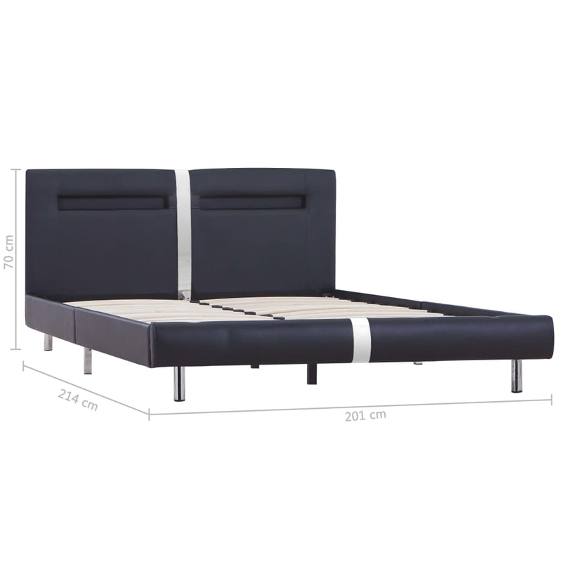 Dealsmate  Bed Frame with LED Black Faux Leather King