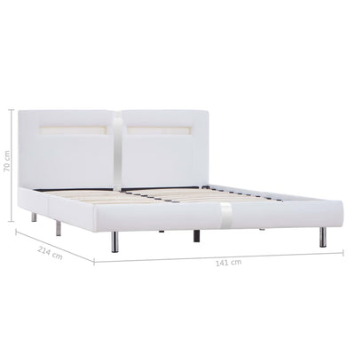 Dealsmate  Bed Frame with LED White Faux Leather King Single
