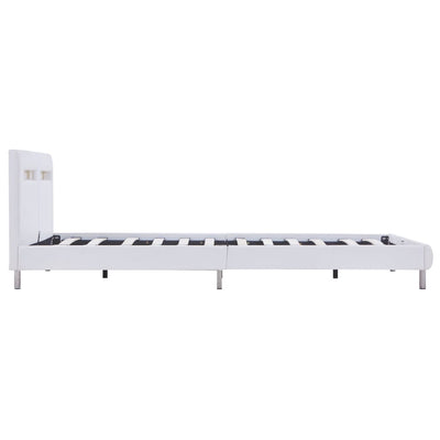 Dealsmate  Bed Frame with LED White Faux Leather Double Size