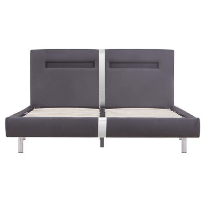 Dealsmate  Bed Frame with LED Grey Faux Leather King Single