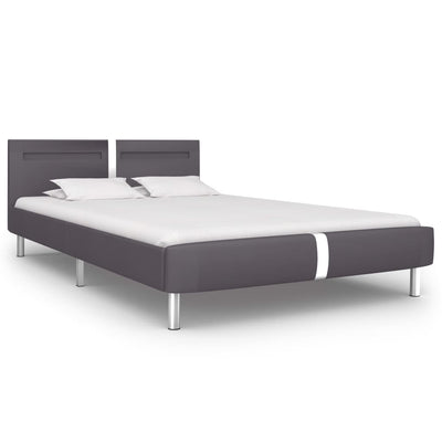 Dealsmate  Bed Frame with LED Grey Faux Leather Queen