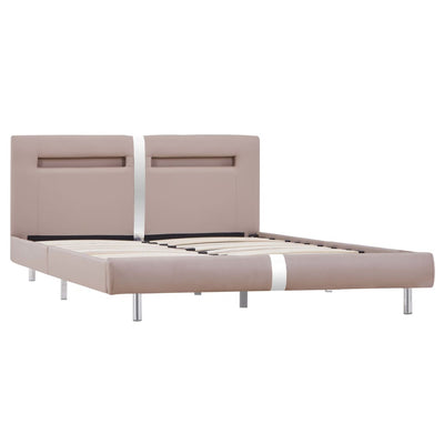 Dealsmate  Bed Frame with LED Cappuccino Faux Leather Double