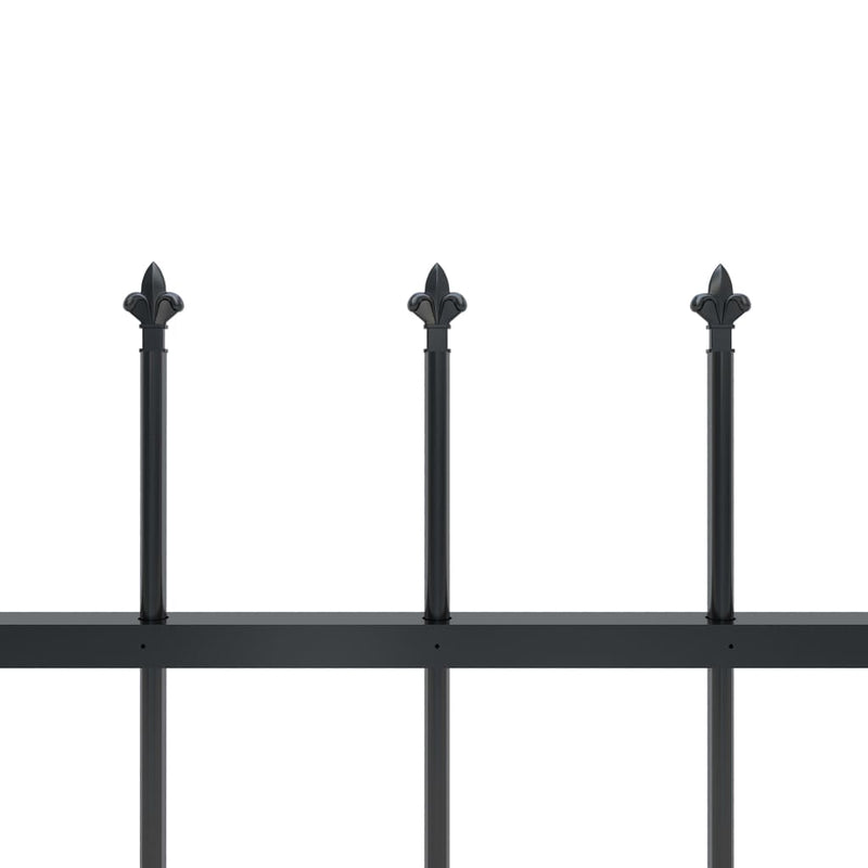 Dealsmate  Garden Fence with Spear Top Steel 1.7x1 m Black