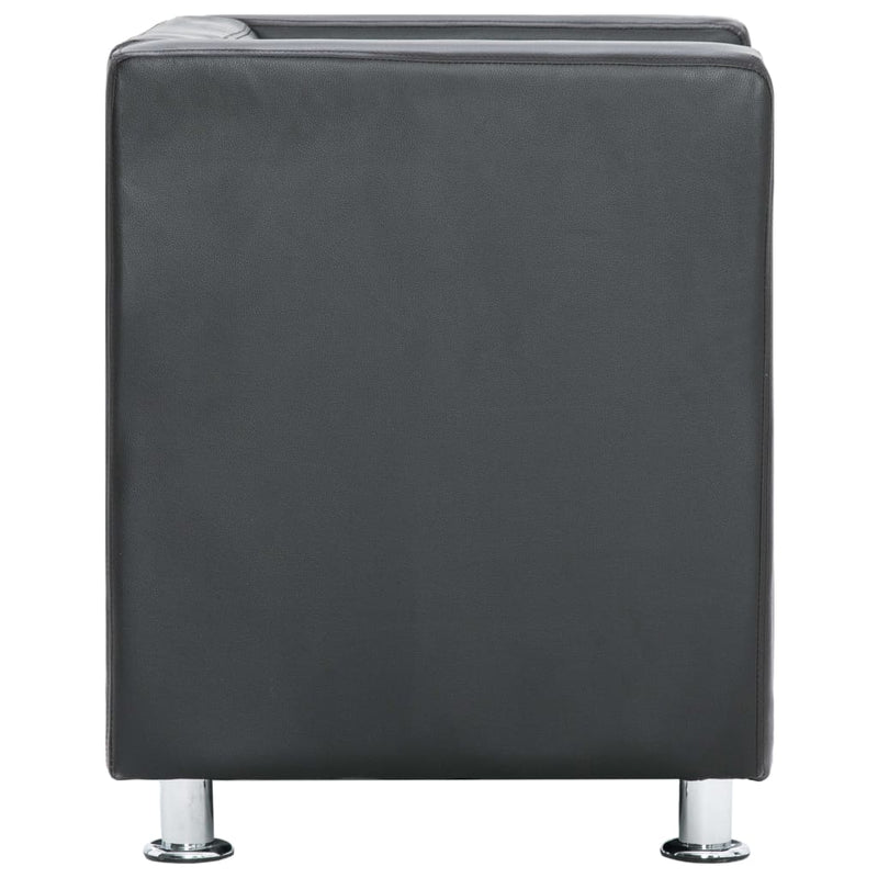 Dealsmate  Cube Armchair Grey Faux Leather