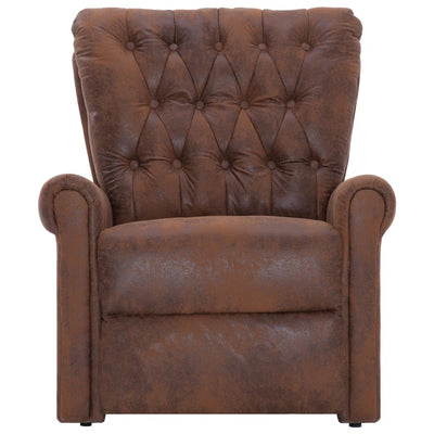 Dealsmate  Reclining Chair Brown Faux Suede Leather