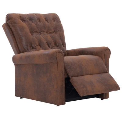 Dealsmate  Reclining Chair Brown Faux Suede Leather
