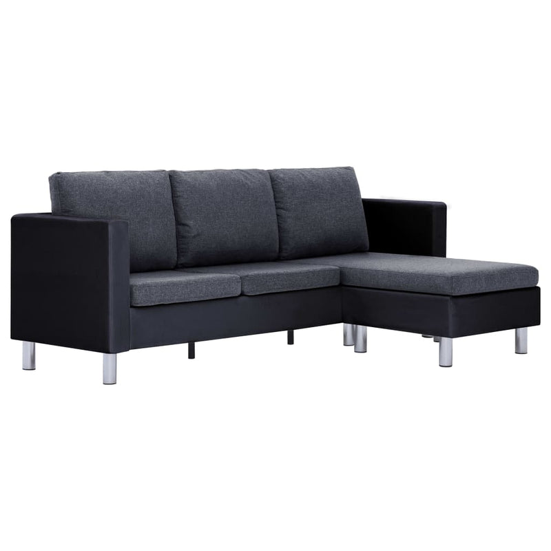 Dealsmate  3-Seater Sofa with Cushions Black Faux Leather