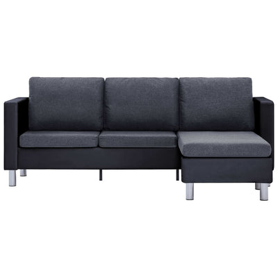 Dealsmate  3-Seater Sofa with Cushions Black Faux Leather