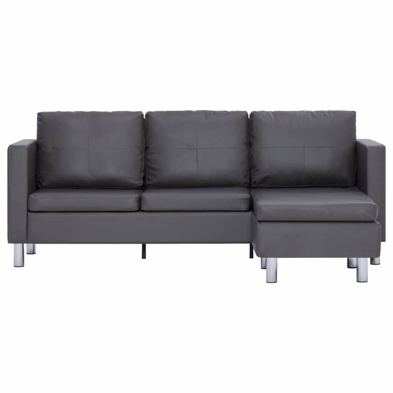 Dealsmate  3-Seater Sofa with Cushions Grey Faux Leather