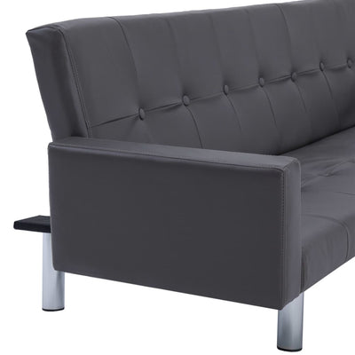 Dealsmate  Sofa Bed with Armrest Grey Faux Leather