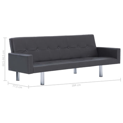 Dealsmate  Sofa Bed with Armrest Grey Faux Leather