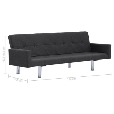 Dealsmate  Sofa Bed with Armrest Dark Grey Polyester