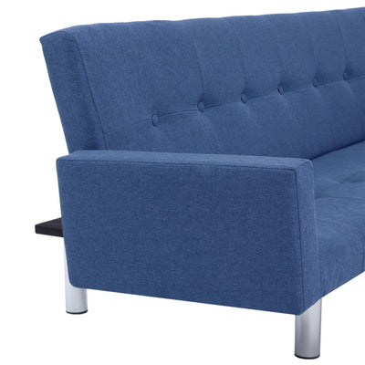 Dealsmate  Sofa Bed with Armrest Blue Polyester